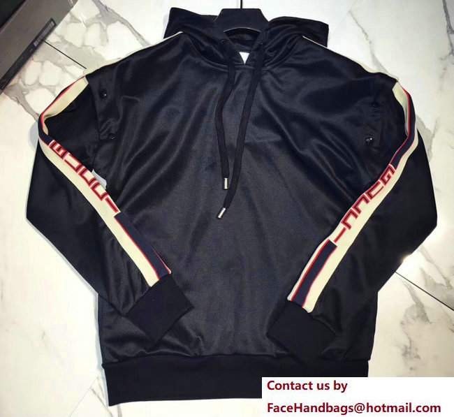 Gucci Logo Stripe Technical Jersey Sweatshirt Black 475354 2017 - Click Image to Close