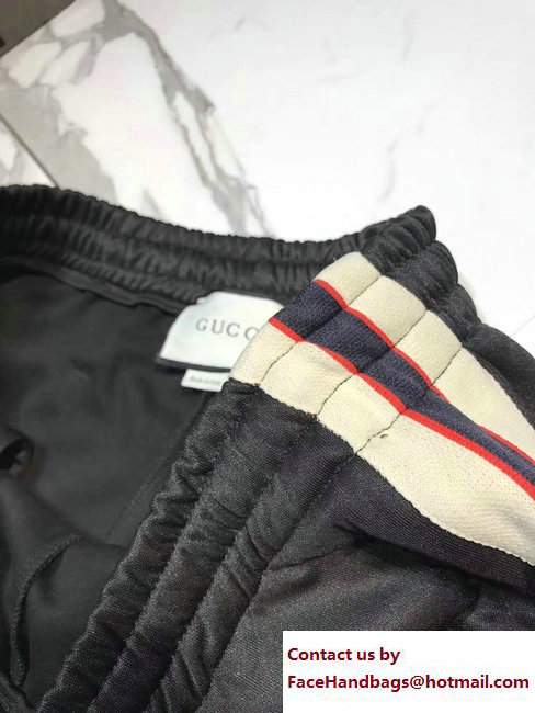 Gucci Logo Stripe Web Technical Jersey Pant Black 474635 2017 - Click Image to Close