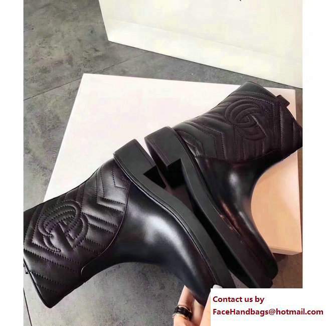 Gucci Matelasse Chevron Leather Ankle Boots 450629 Black 2017 - Click Image to Close