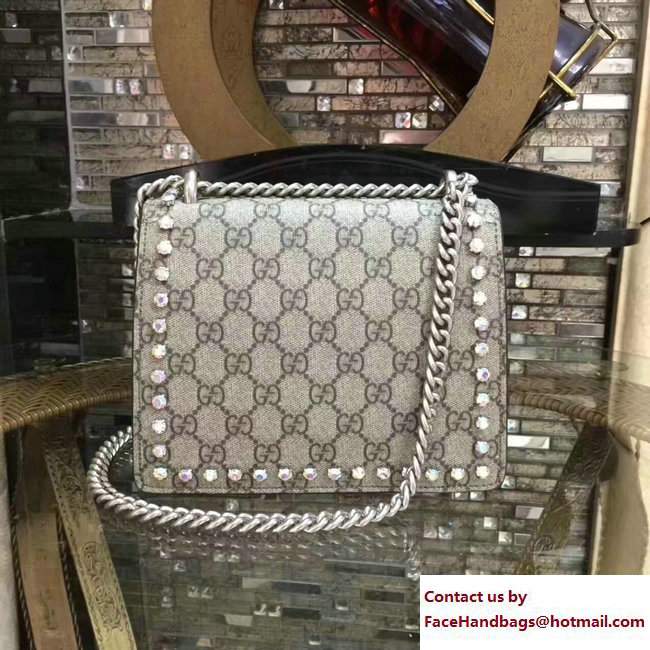Gucci Mini Dionysus Crystal GG Supreme Canvas Shoulder Bag 421970 Black 2017