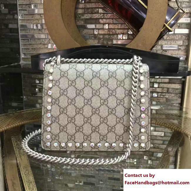 Gucci Mini Dionysus Crystal GG Supreme Canvas Shoulder Bag 421970 Red 2017