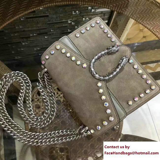 Gucci Mini Dionysus Crystal Suede Shoulder Bag 421970 Apricot 2017