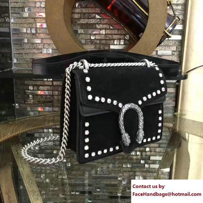 Gucci Mini Dionysus Crystal Suede Shoulder Bag 421970 Black 2017 - Click Image to Close