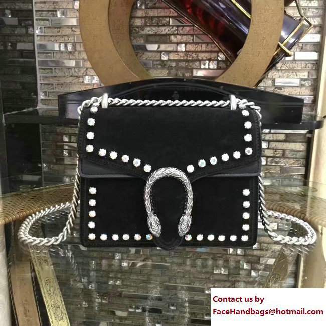 Gucci Mini Dionysus Crystal Suede Shoulder Bag 421970 Black 2017