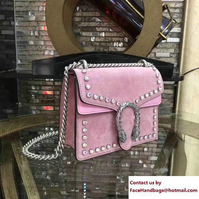 Gucci Mini Dionysus Crystal Suede Shoulder Bag 421970 Pink 2017