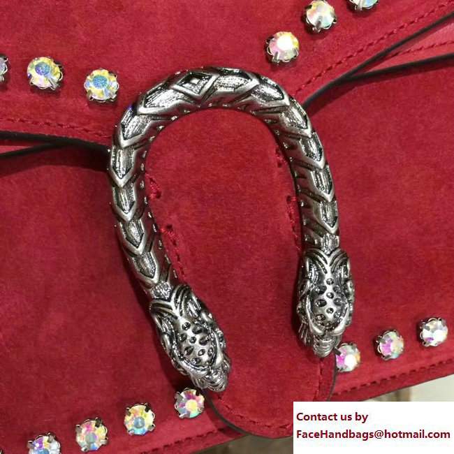 Gucci Mini Dionysus Crystal Suede Shoulder Bag 421970 Red 2017