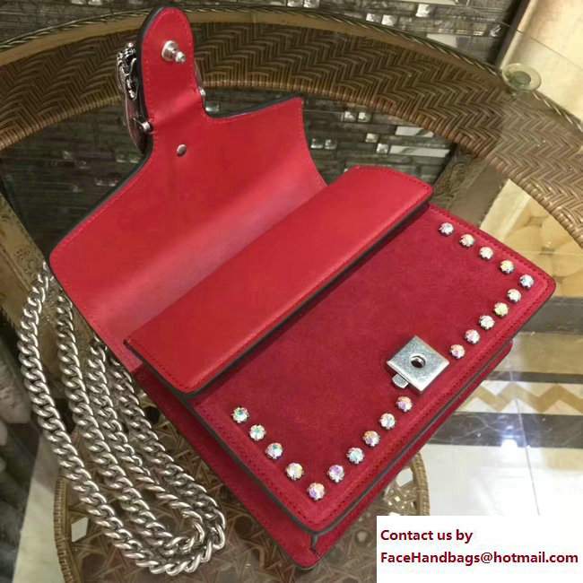 Gucci Mini Dionysus Crystal Suede Shoulder Bag 421970 Red 2017