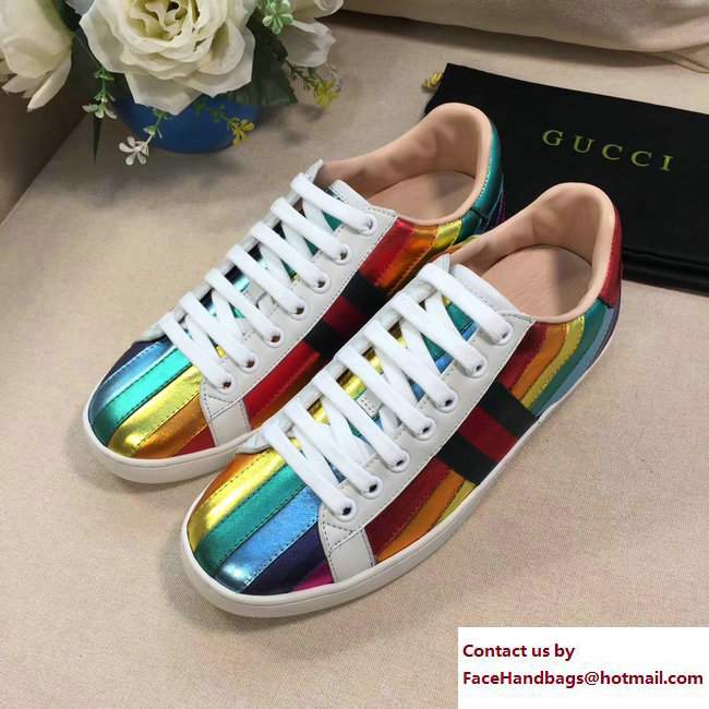 Gucci Multicolor Stripe Sneakers 2017 - Click Image to Close
