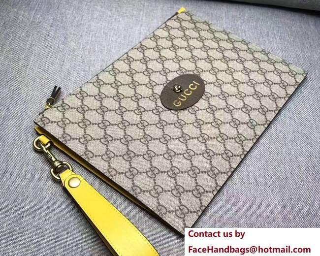 Gucci Neo Vintage GG Supreme Pouch Clutch Bag 473956 Yellow 2017 - Click Image to Close