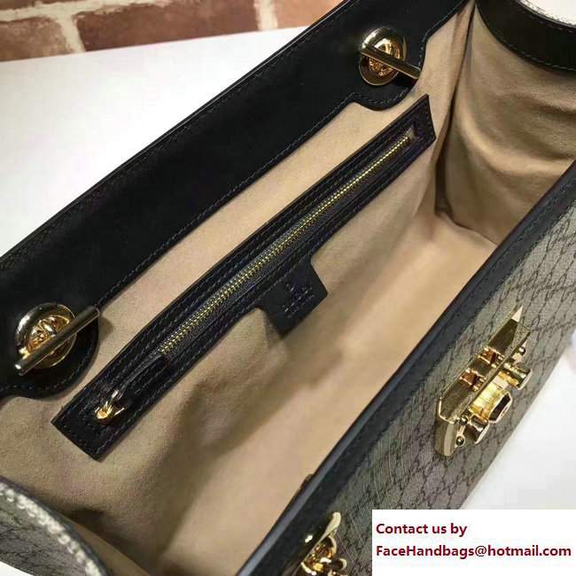 Gucci Padlock GG Supreme Canvas Shoulder Medium Bag 479197 Black 2017