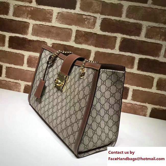 Gucci Padlock GG Supreme Canvas Shoulder Medium Bag 479197 Brown 2017