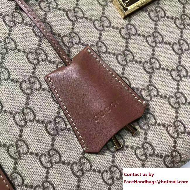 Gucci Padlock GG Supreme Canvas Shoulder Medium Bag 479197 Brown 2017