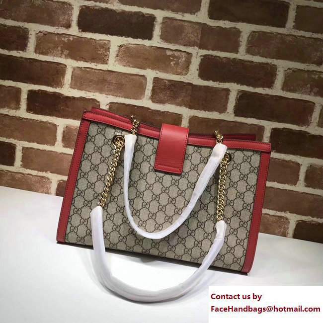 Gucci Padlock GG Supreme Canvas Shoulder Medium Bag 479197 Red 2017