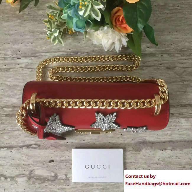 Gucci Padlock Shoulder Small bag 432182 Crystal Embroidered Star Red 2017