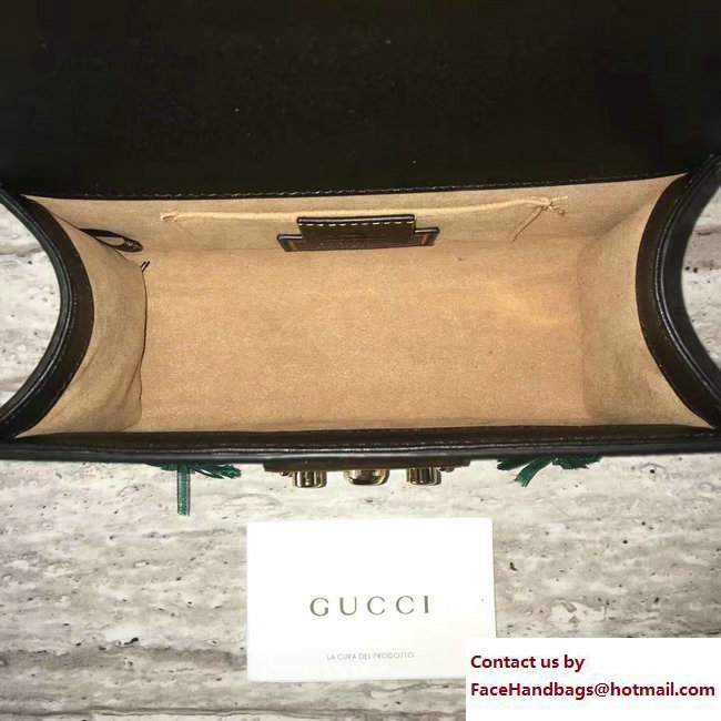 Gucci Padlock Shoulder Small bag 432182 Embroidered Crystal Black 2017