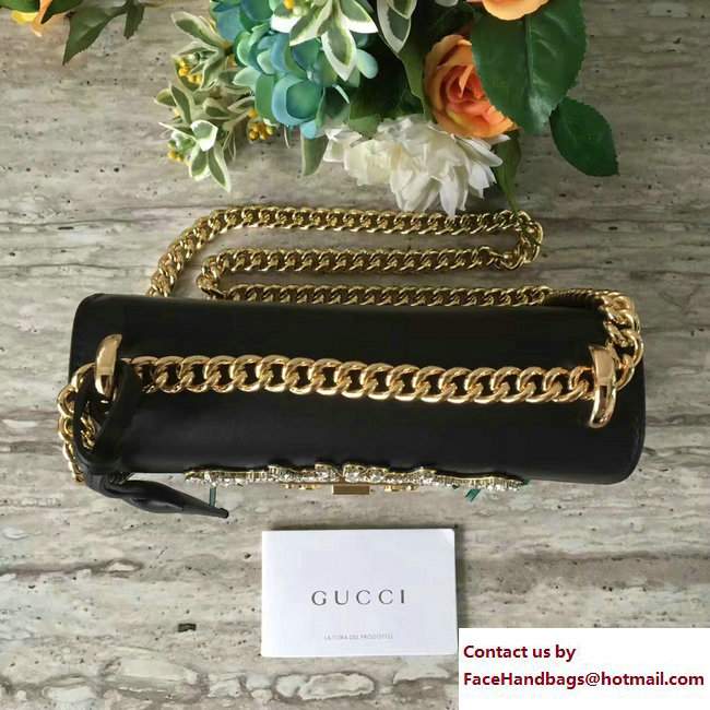 Gucci Padlock Shoulder Small bag 432182 Embroidered Crystal Black 2017 - Click Image to Close