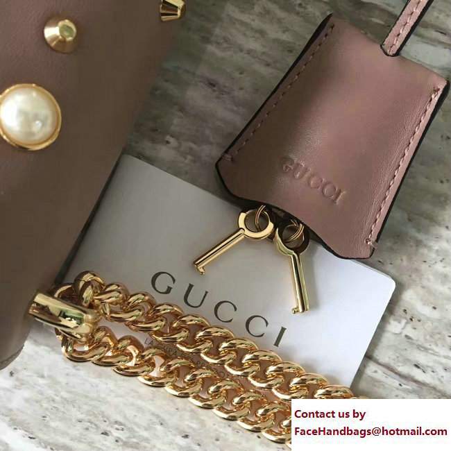 Gucci Padlock Shoulder Small bag 432182 GG Supreme Pearl Studs Pink 2017