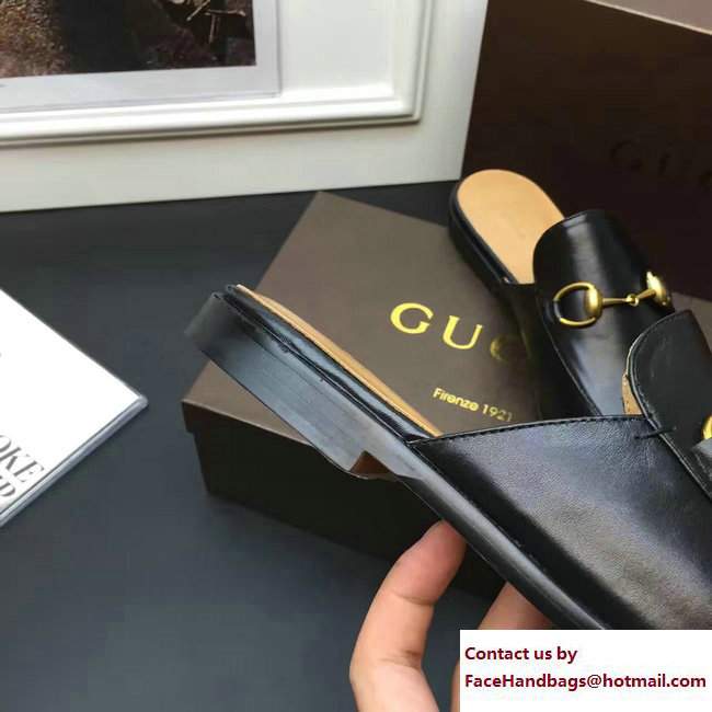Gucci Princetown Calfskin Horsebit Men's Slipper Sandals 426219 Black 2016