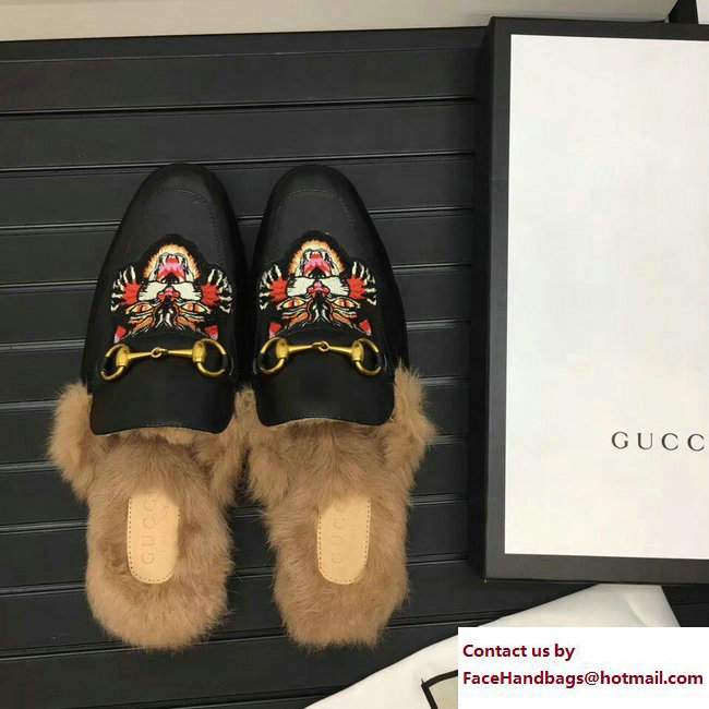 Gucci Princetown Fur Men's Slipper 478285 Angry Cat2017