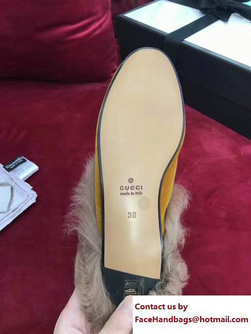 Gucci Princetown Fur Slipper Embroidered Planet Velvet Yellow 2017 - Click Image to Close