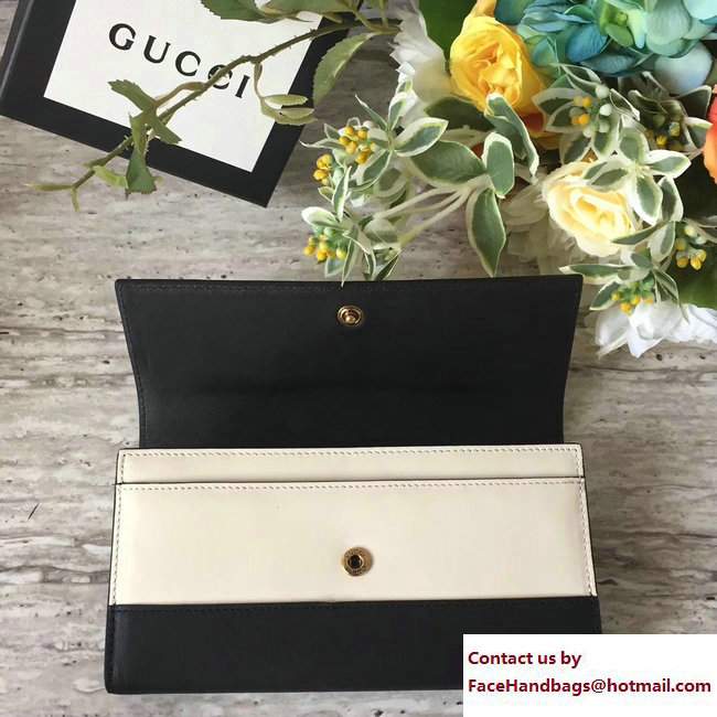 Gucci Queen Margaret Leather Continental Wallet 476064 Black/White 2017