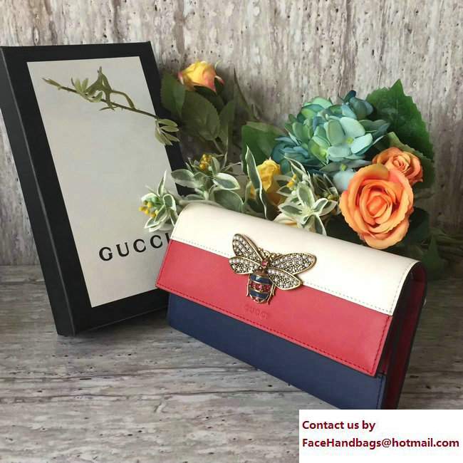 Gucci Queen Margaret Leather Continental Wallet 476064 White/Red/Blue 2017 - Click Image to Close