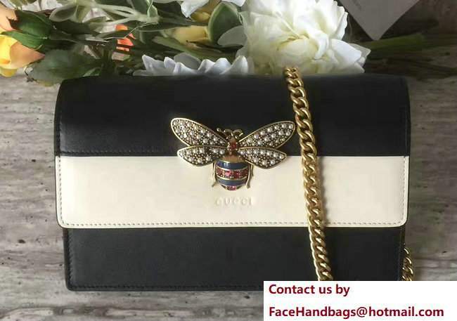 Gucci Queen Margaret Leather Leather Mini Bag 476079 Black/White 2017