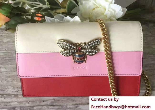 Gucci Queen Margaret Leather Leather Mini Bag 476079 White/Pink/Red 2017 - Click Image to Close