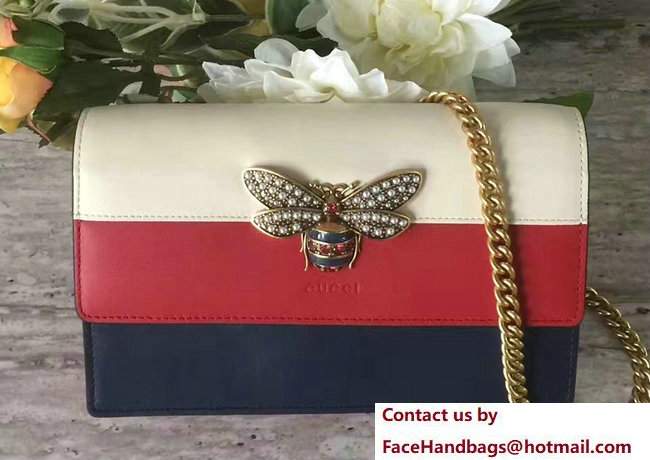 Gucci Queen Margaret Leather Leather Mini Bag 476079 White/Red/Blue 2017 - Click Image to Close