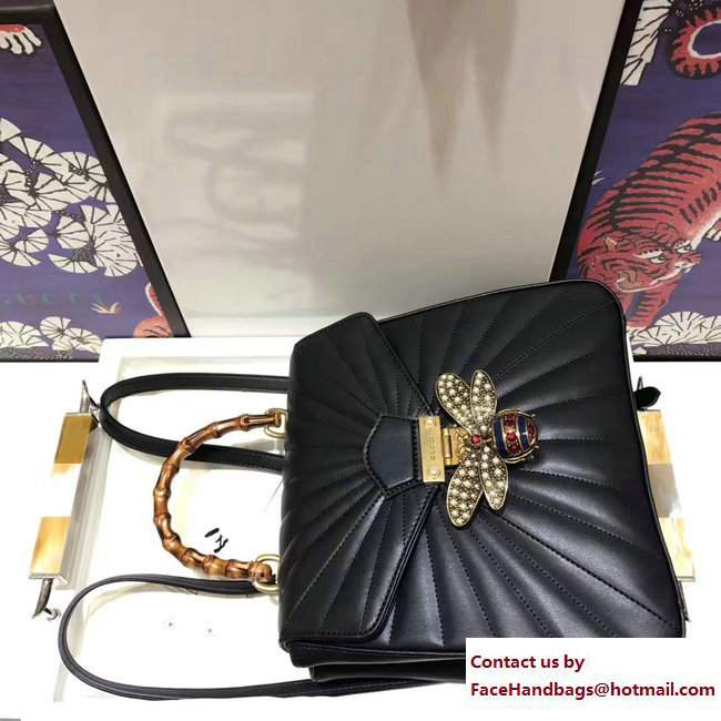 Gucci Queen Margaret Quilted Leather Metal Bee Backpack 476664 Black 2017 - Click Image to Close