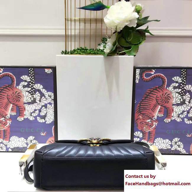 Gucci Queen Margaret Quilted Leather Metal Bee Top Handle Medium Bag 476531 Black 2017 - Click Image to Close