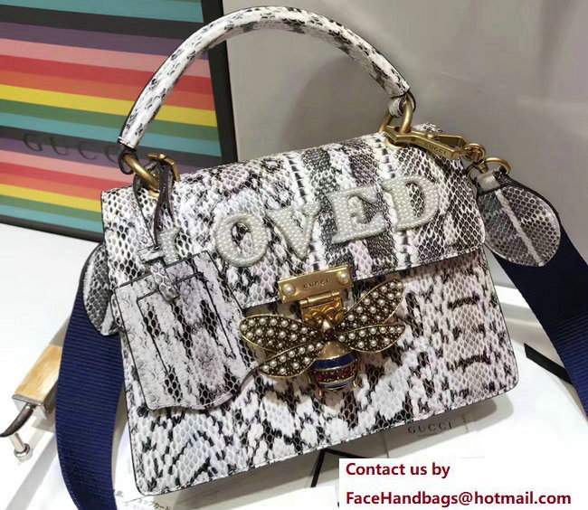 Gucci Queen Margaret Snakeskin Metal Bee Detail Top Handle Bag 476541 2017 - Click Image to Close