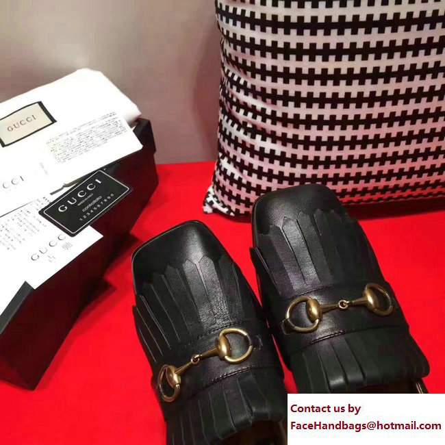 Gucci Snake Fringe Square Toe Horsebit Loafers Black 2017 - Click Image to Close