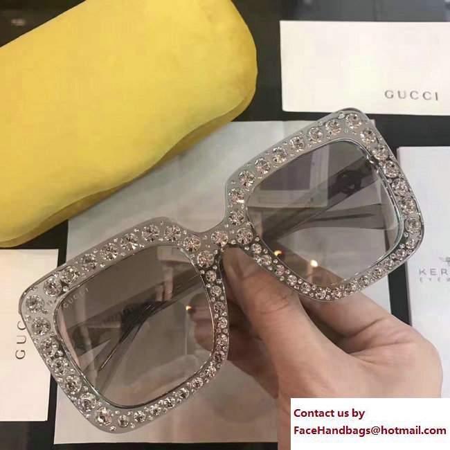Gucci Square-Frame Metal Sunglasses 470461 03 2017