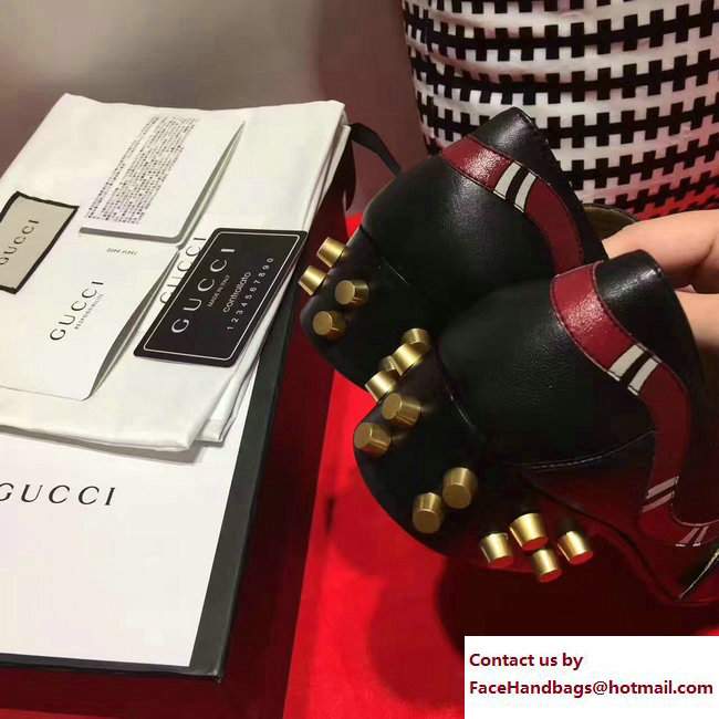Gucci Studded and Snake Square Toe Double G Web Loafers Black 2017 - Click Image to Close