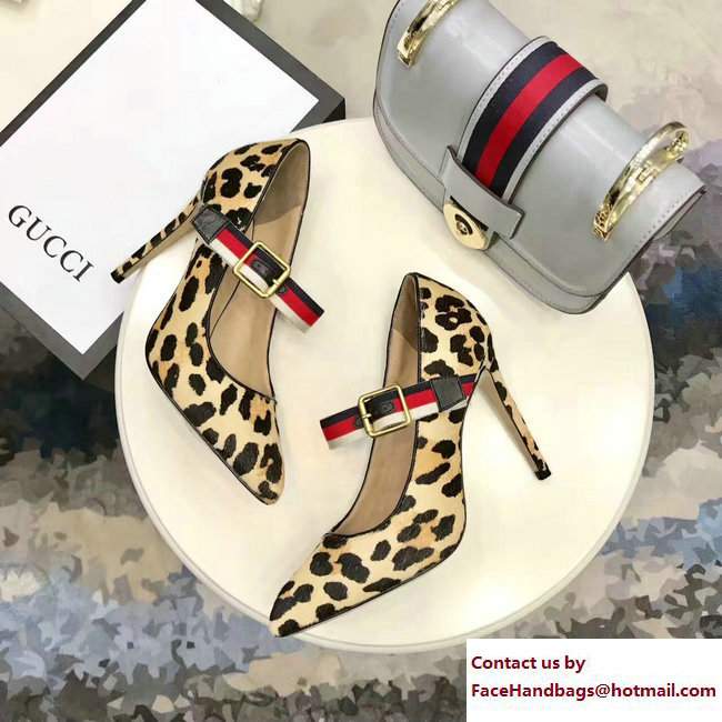 Gucci Sylvie Web Point Toe Ballet Flats/Pumps Leopard Print 2017 - Click Image to Close