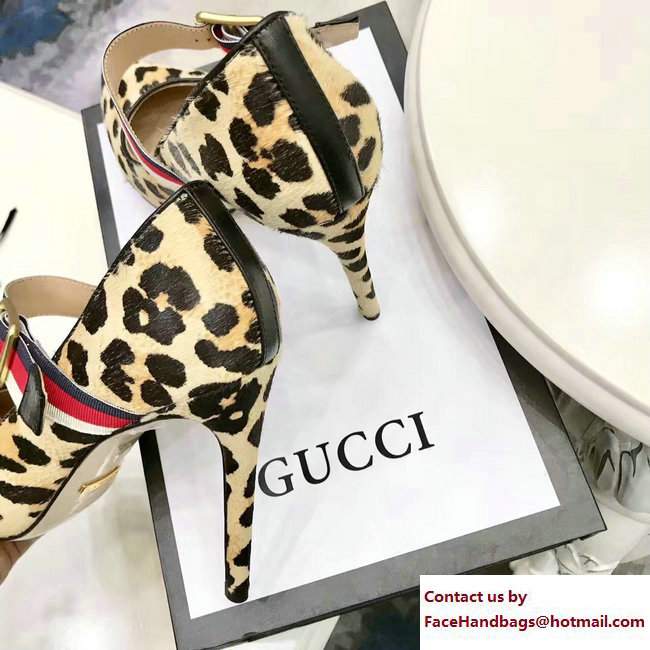 Gucci Sylvie Web Point Toe Ballet Flats/Pumps Leopard Print 2017
