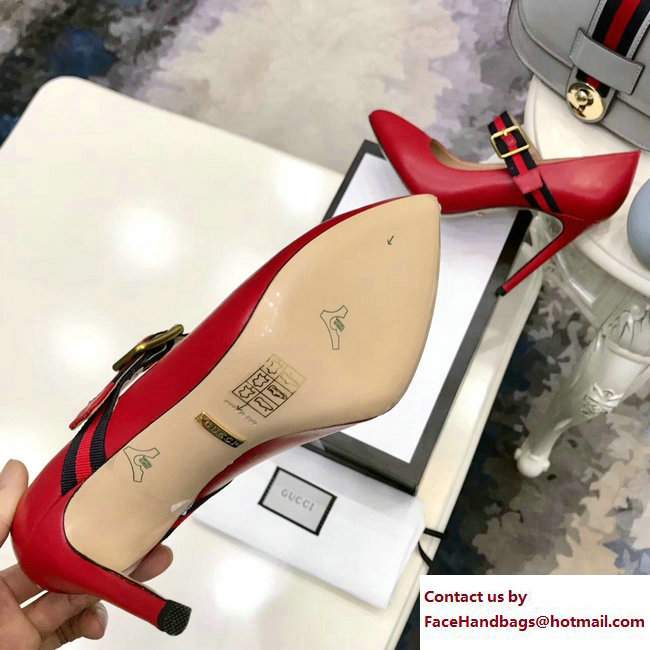 Gucci Sylvie Web Point Toe Ballet Flats/Pumps Red 2017 - Click Image to Close