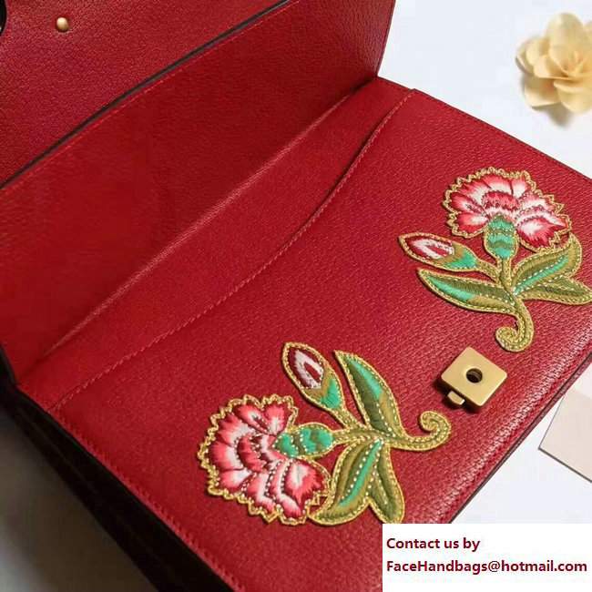 Gucci Web Embroidered Floral Dionysus Leather Shoulder Medium Bag 403348/400235 Red 2017 - Click Image to Close