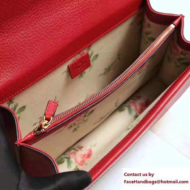 Gucci Web Embroidered Floral Dionysus Leather Shoulder Small Bag 400249 Red 2017 - Click Image to Close
