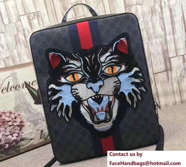 Gucci Web GG Supreme Backpack Bag 478324 Angry Cat 2017 - Click Image to Close
