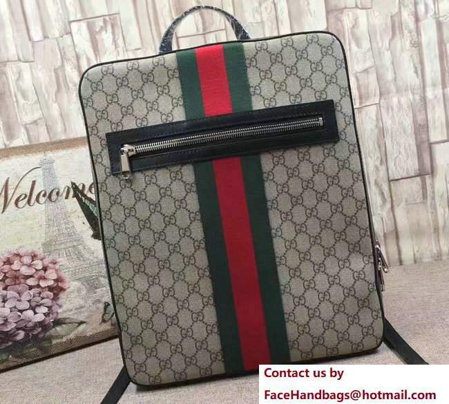 Gucci Web GG Supreme Backpack Bag 478324 Beige 2017 - Click Image to Close