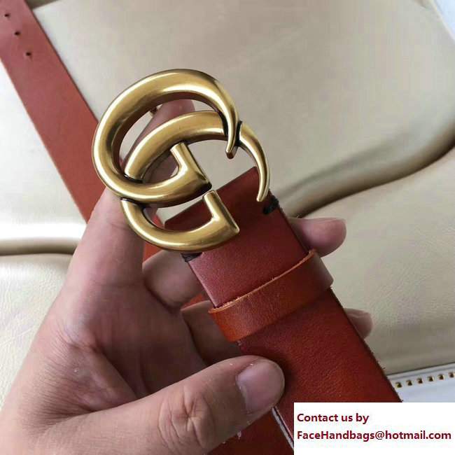 Gucci Width 38mm Double G Buckle Belt red with gold hardware - Click Image to Close