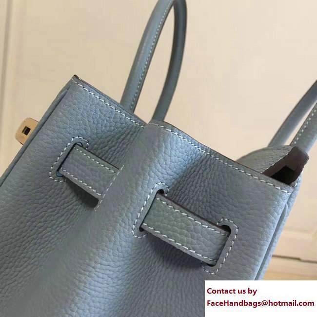 Hermes Clemence Leather Birkin 25/30/35cm Bag Baby Blue with Gold Hardware - Click Image to Close