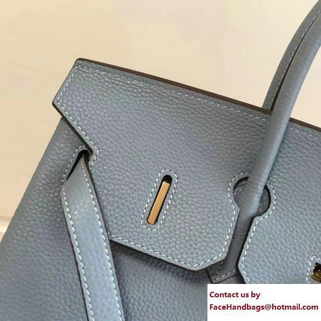 Hermes Clemence Leather Birkin 25/30/35cm Bag Baby Blue with Gold Hardware