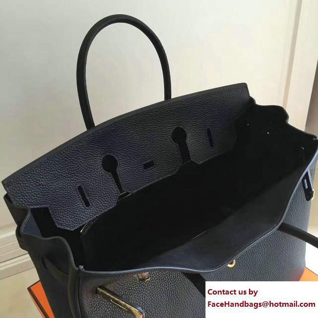 Hermes Clemence Leather Birkin 25/30/35cm Bag Black with Gold Hardware - Click Image to Close