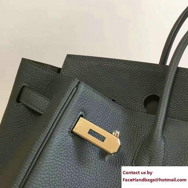 Hermes Clemence Leather Birkin 25/30/35cm Bag Dark Gray with Gold Hardware - Click Image to Close