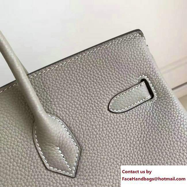 Hermes Clemence Leather Birkin 25/30/35cm Bag Gray with Gold Hardware - Click Image to Close