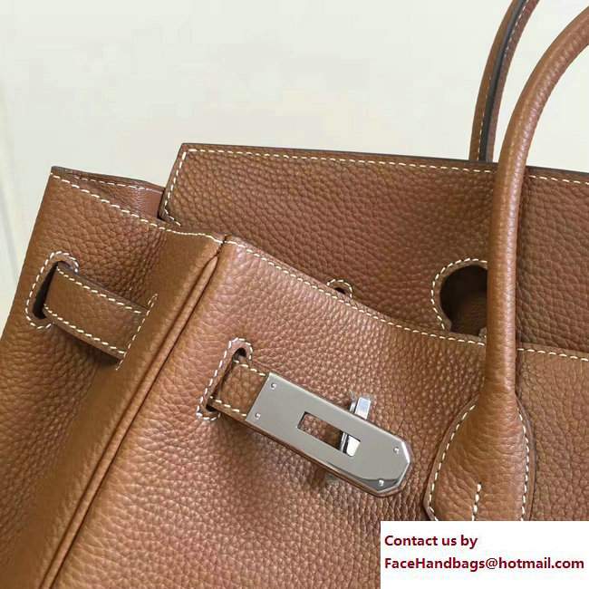 Hermes Clemence Leather Birkin 25/30/35cm Bag Khaki with Silver Hardware