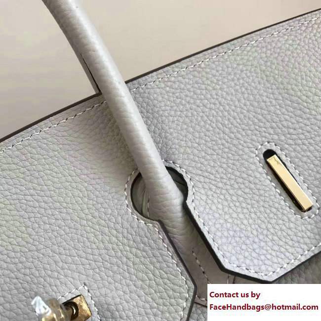 Hermes Clemence Leather Birkin 25/30/35cm Bag Light Gray with Gold Hardware